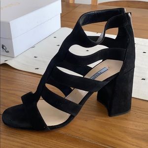 Velvet Black Prada Heel Sandals-worn 3x